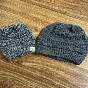 C.C Kids Knit Beanie Set - Black and Gray